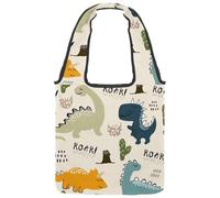 lcndlsoe Borsa a tracolla in tela, motivo dinosauri, vulcano, cactus, borsa a tracolla da donna, per lavoro, shopping, palestra, Multicolore 1., 14.1x14.9in/36x38cm