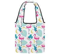 lcndlsoe Borsa tote in tela, borsa a tracolla da donna con fenicottero tropicale, palma, cactus, banana, per lavoro, shopping, palestra, Multicolore 1., 14.1x14.9in/36x38cm