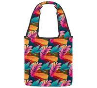 lcndlsoe Borsa tote in tela, borsa a tracolla da donna con foglie nere tropicali per lavoro, shopping, palestra, Multicolore 8., 14.1x14.9in/36x38cm