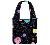 lcndlsoe Borsa tote in tela, borsa a tracolla da donna con motivo Space Universe Cosmic Stars, per lavoro, shopping, palestra, Multicolore 1., 14.1x14.9in/36x38cm