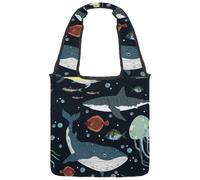 lcndlsoe Borsa tote in tela, borsa a tracolla da donna con motivo Space Universe Cosmic Stars, per lavoro, shopping, palestra, Multicolore 6., 14.1x14.9in/36x38cm