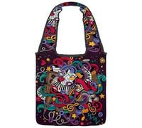 lcndlsoe Borsa tote in tela, borsa a tracolla da donna con teschio di fiamme di fuoco, borsa a tracolla per, Multicolore 15., 14.1x14.9in/36x38cm