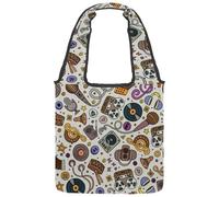 lcndlsoe Borsa tote in tela, borsa a tracolla da donna con teschio di fiamme di fuoco, borsa a tracolla per, Multicolore 12., 14.1x14.9in/36x38cm