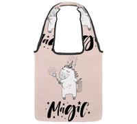 lcndlsoe Borsa tote in tela, borsa a tracolla da donna con unicorno magico con fiori e luna, per lavoro, shopping, palestra, Multicolore 12., 14.1x14.9in/36x38cm