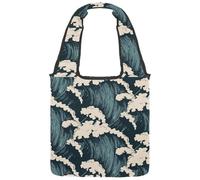 lcndlsoe Borsa tote in tela, borsa a tracolla da donna con villaggio della città vecchia pesca scene di vita per lavoro shopping palestra, Multicolore 13, 14.1x14.9in/36x38cm