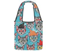 lcndlsoe Borsa tote in tela, borsa a tracolla da donna con villaggio della città vecchia pesca scene di vita per lavoro shopping palestra, Multicolore 15., 14.1x14.9in/36x38cm
