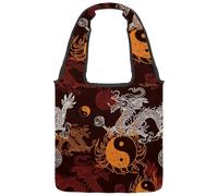 lcndlsoe Borsa tote in tela, borsa a tracolla da donna Crazy Rock Skulls Pins Chitarre Rock Labbra modello borsa a tracolla per lavoro shopping palestra, Multicolore 12., 14.1x14.9in/36x38cm