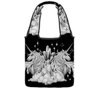 lcndlsoe Borsa tote in tela, moderna borsa a tracolla da donna con unicorno, fatine, magica, per lavoro, shopping, palestra, Multicolore 1., 14.1x14.9in/36x38cm