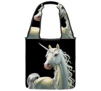 lcndlsoe Borsa tote in tela, moderna borsa a tracolla da donna con unicorno, fatine, magica, per lavoro, shopping, palestra, Multicolore 2., 14.1x14.9in/36x38cm