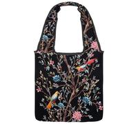 lcndlsoe Borsa tote in tela, motivo albero fiorito primaverile, uccelli, fiori, borsa a tracolla da donna per lavoro, shopping, palestra, Multicolore 1., 14.1x14.9in/36x38cm