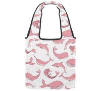 lcndlsoe Borsa tote in tela, motivo balene rosa, unicorno, sirene, narvali, delfini, borsa a tracolla da donna, per lavoro, shopping, palestra, Multicolore 1., 14.1x14.9in/36x38cm