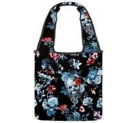 lcndlsoe Borsa tote in tela, motivo botanico girasoli margherita su sfondo nero, borsa a tracolla da donna per lavoro, shopping, palestra, Multicolore 10., 14.1x14.9in/36x38cm