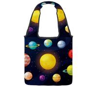 lcndlsoe Borsa tote in tela, motivo cielo stellato, pianeti, borsa a tracolla da donna, per lavoro, shopping, palestra, Multicolore 7, 14.1x14.9in/36x38cm