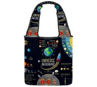 lcndlsoe Borsa tote in tela, motivo cielo stellato, pianeti, borsa a tracolla da donna, per lavoro, shopping, palestra, Multicolore 3, 14.1x14.9in/36x38cm