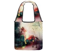 lcndlsoe Borsa tote in tela, motivo: coccinelle con ombrello verde, borsa a tracolla da donna, per lavoro, shopping, palestra, Multicolore 7, 14.1x14.9in/36x38cm