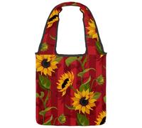 lcndlsoe Borsa tote in tela, motivo floreale con girasole su strisce rosse, borsa a tracolla da donna, per lavoro, shopping, palestra, Multicolore 1., 14.1x14.9in/36x38cm