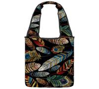 lcndlsoe Borsa tote in tela, motivo floreale con girasole su strisce rosse, borsa a tracolla da donna, per lavoro, shopping, palestra, Multicolore 7, 14.1x14.9in/36x38cm