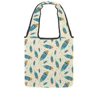 lcndlsoe Borsa tote in tela, motivo piuma di pavone verde, borsa a tracolla da donna per lavoro, shopping, palestra, Multicolore 5., 14.1x14.9in/36x38cm