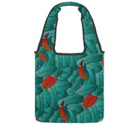 lcndlsoe Borsa tote in tela, motivo piuma di pavone verde, borsa a tracolla da donna per lavoro, shopping, palestra, Multicolore 6., 14.1x14.9in/36x38cm