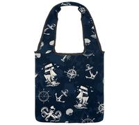 lcndlsoe Borsa tote in tela, nautica a vela con bussola, ruota, polipo, aragosta, pesce spada, borsa a tracolla da donna per lavoro, shopping, palestra, Multicolore 1., 14.1x14.9in/36x38cm