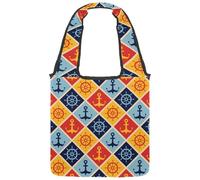 lcndlsoe Borsa tote in tela, nautica a vela con bussola, ruota, polipo, aragosta, pesce spada, borsa a tracolla da donna per lavoro, shopping, palestra, Multicolore 4., 14.1x14.9in/36x38cm