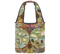 lcndlsoe Borsa tote in tela, stile vintage, con mappa dell'atlante del mondo pirata e avventure, borsa a tracolla da donna per lavoro, shopping, palestra, Multicolore 1., 14.1x14.9in/36x38cm