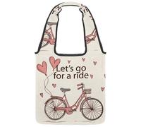 lcndlsoe Borsa tote in tela, vintage Let's Go for a Ride bicicletta floreale borsa a tracolla da donna per lavoro shopping palestra, Multicolore 2., 14.1x14.9in/36x38cm