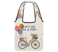 lcndlsoe Borsa tote in tela, vintage Let's Go for a Ride bicicletta floreale borsa a tracolla da donna per lavoro shopping palestra, Multicolore 1., 14.1x14.9in/36x38cm