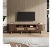Lcoho 170 x 40 x 40 cm, supporto ovale per TV e TV con 2 cassetti in rattan, 2 ante scorrevoli, tavola bassa e tavolo per TV fino a 70 pollici, tavola TV e cassettiera per TV (noce)