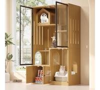 Lcoho Armadietto per gatti (mobile) per gatti/casetta per gatti rimovibile, isolato dagli odori, senza lettiera, colore noce (legno d'acero, 90 x 50 x 160 cm)