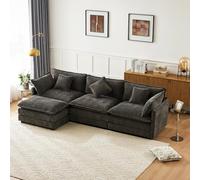 Lcoho Design moderno, mobili imbottiti, tessuto chenille, divano a tre posti, divano imbottito, divano ad angolo con poggiapiedi, divano ad angolo a forma di L, adatto per soggiorno e camera da letto