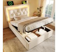 Lcoho Letto imbottito 90 x 200 cm velluto singolo con nastro diamantato a LED nella testiera, stazione di ricarica USB e tipo C, cassetta idraulica con vano portaoggetti, moderno letto per ragazzi con