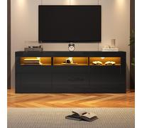 Lcoho Mobile TV lucido con illuminazione a LED, 3 scomparti aperti, 2 ante, 2 cassetti, controllo smart app, per TV da 70", supporto per TV lucido (160 x 35 x 60 cm)