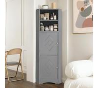Lcoho Mobiletto da bagno, mobile angolare con due ripiani, scomparto aperto con ripiano regolabile, 36,5 x 36,5 x 155 cm (grigio chiaro)