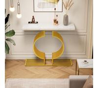 Lcoho Semplice tavolino moderno bianco lucido, piccolo tavolino per il soggiorno, console, piede dorato, due possibilità di appoggio, 100 x 30 x 80 cm (bianco)
