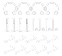Lcolyoli Chiaro Piercing Gioielli Piercing Fermi di Plastica per Chirurgia Sport Chiaro Naso Borchie per il Lavoro Chiaro Naso Anelli Fermo Setto, Plastica, plastica.