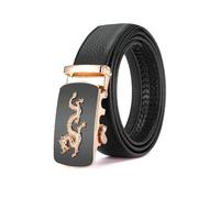 LcoPyh Cintura da uomo in pelle azzurra con fibbia automatica, larghezza 3 cm e 3,5 cm, adatta sia per occasioni formali che informali.,Stile F - 3,5 cm,115/45"