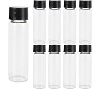 LCOUACEO 30 Pezzi Bottiglie di Vetro Trasparente 40 ml, Fiale di Vetro, Piccola Bottiglia per Campioni con Tappo Nero a Vite in Plastica Contenitore Trasparente per Fiale da Laboratorio