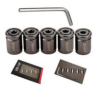 LCOUACEO 5 Pezzi Cappucci con Gambo Valvola alta Qualità,Metallo Cappucci Parapolvere per Pneumatici,Auto,Moto,Camion,Evitare perdite d'aria - Coperture Valvole Universali per Pneumatici