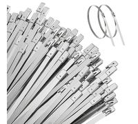 LCOUACEO Fascette Metalliche 250 x 4,6 mm, 100 Pezzi Fascette in Acciaio Inox Autobloccanti, Fascette Inox Adatto per Avvolgimenti di Scarico, Fasci di Cavi, Manutenzione del Giardino e Tende da Sole