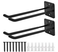 LCOUACEO Ganci da Muro in Metallo per Garage - Doppio Supporto per Biciclette e Utensili con Peso Massimo 80 KG, 2 Pezzi per Tubo Flessibile