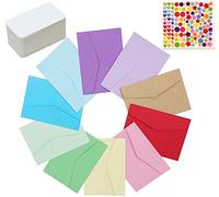 LCOUACEO Mini Buste, 72 Pezzi Buste Colorate con 100 Biglietti Vuoti, 18 Fogli Adesivi,Carino Bello Buste, Busta Piuttosto Carin, per Matrimoni, Compleanno, Feste, Regali e Biglietti di Auguri