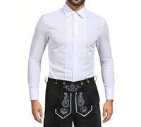 LCpddajlspig Camicia da uomo a maniche lunghe: camicia bianca con colletto alto, camicia per il tempo libero, slim fit, per costume tradizionale, non necessita di stiratura, per uomo, taglia S-3XL