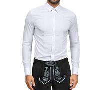 LCpddajlspig Camicia da uomo bianca: camicia a maniche lunghe con colletto alto, camicia per il tempo libero, slim fit, per costume tradizionale, non necessita di stiratura, per uomo, taglia S-3XL
