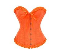 LCpddajlspig Corpetto,Corsetto Donna Elegante Bustier Goth Corset a Cuore Steampunk Bustino Curvy Y2k Corsetti Satin con Stampa Floreale Top Pizzo per Halloween Carnevale e Cosplay Arancione XXL