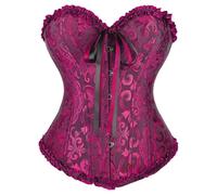 LCpddajlspig Corsetto Donna Elegante in Raso Corset A Cuore Dimagrante Gothic Bustini Vittoriano Medievale Corsetto Pizzo con Stecche Curvy per Halloween Carnevale e Cosplay Fucsia Acceso XL