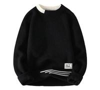 LCpddajlspig Maglione con Zip Uomo,Maglione Uomo Autunno Invernale Pesante Pullover in Cotone Maglioncino Oversize Termico Girocollo Maglioni Tinta Unita Taglie Forti Nere 3XL