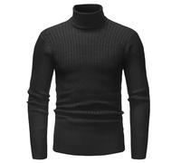 LCpddajlspig Maglione Nero Uomo,Maglione Uomo Autunno Invernale Maglioni Caldo Slim Fit Pullover Caldo Collo Alto Maglioncino Trecce Tinta Unita Taglie Forti Nere 3XL