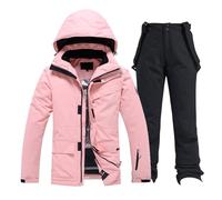 LCpddajlspig Tuta da sci da uomo, set da 2 pezzi: giacca da sci e pantaloni da sci, impermeabile, tuta da sci in due pezzi, tuta da sci calda, antivento, grande taglia, Nero , S