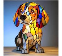 LCPKUTTR Dog Series Art Night Light, Hand Painted Resin Canine Decor with Warm Glow, Cute Pet Themed Desk Accent, Vintage Animal Night Light Home Decor u-4017(E)